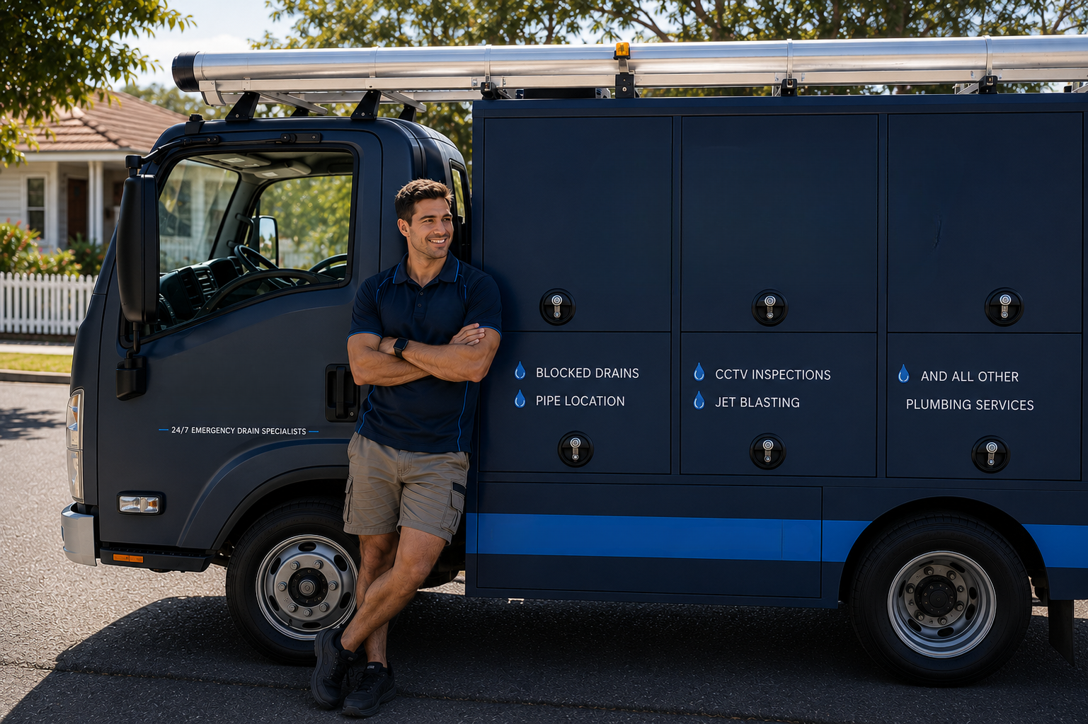 Plumber with Willoughby Blocked Drains van